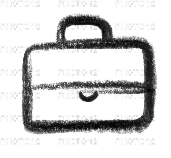 Crayon-sketched illustration of a briefcase