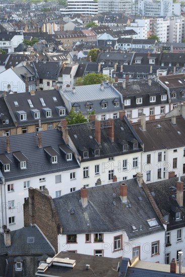 Old Residential Buildings in Frankfurt City. Aerial View. Hesse, Germany