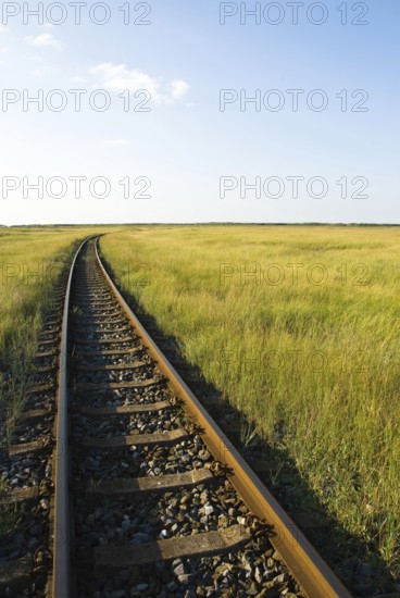 Railway tracks of the Wangerooger Insel-Schmalspurbahn, East Frisian Island of Wangerooge, Wangerooge, Lower Saxony, Germany