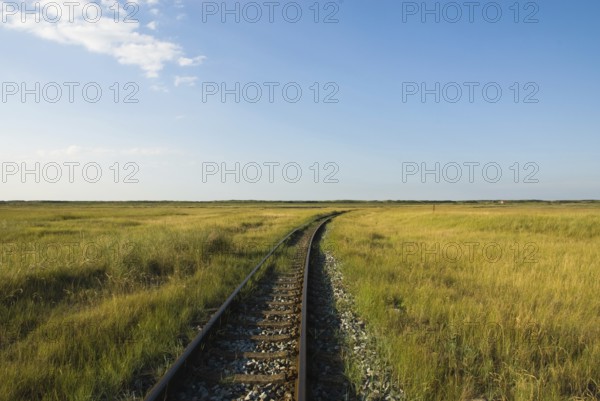 Railway tracks of the Wangerooger Insel-Schmalspurbahn, East Frisian Island of Wangerooge, Wangerooge, Lower Saxony, Germany