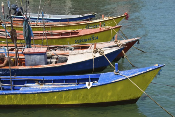 Fishing boats in the ferry harbour of the Thai island Koh Larn, Koh Larn, Koh Larn, Koh Larn, Thailand
