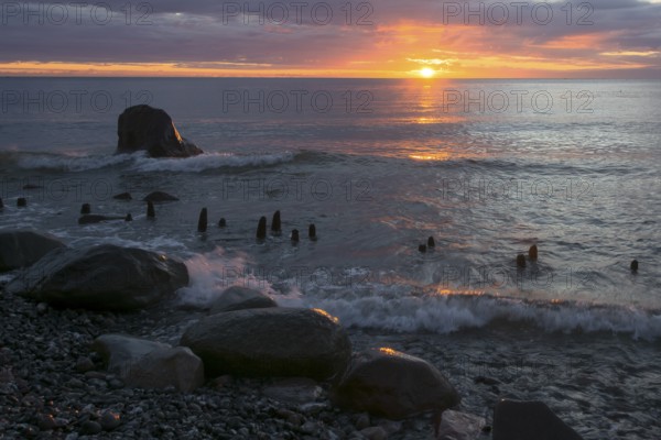 Morning dawn over the Baltic Sea near Jasmund, Ruegen, Jasmund, Ruegen, Germany