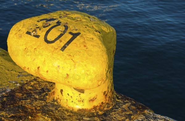 Ship bollards in the harbour of Piraeus, Piraeus, Greece