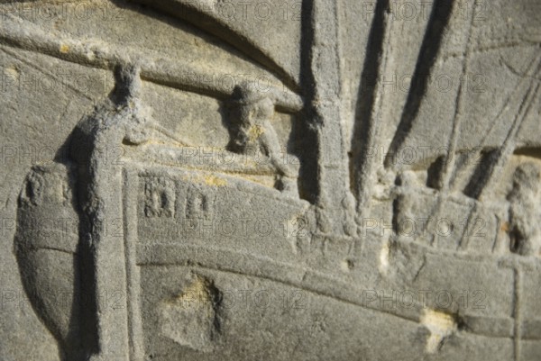Detail of historical gravestone of a former captain from the village of fog on the North Frisian island of Amrum, Amrum, fog, North Frisia, Germany