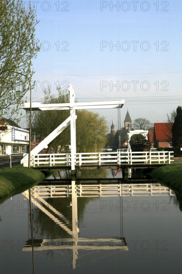 East Frisian bascule bridge, Rhauderfehn, East Frisia, Germany