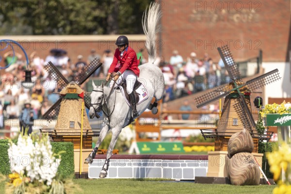 Aaron Vale of the USA, riding Styles, competes in the first round of the 2025 BMO Nations Cup during the Spruce Meadows Masters on September 6, 2025 in Calgary, Alberta, Canada, North America