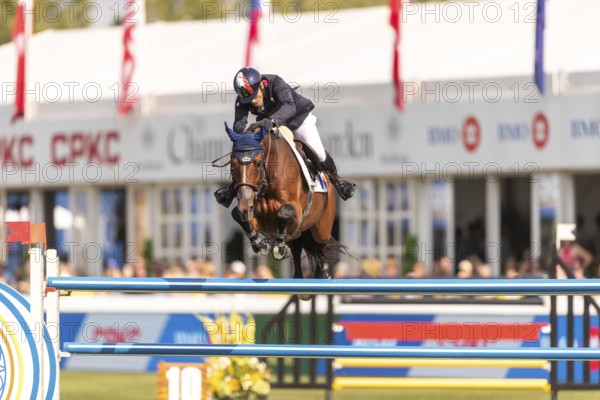 Olivier Robert of France, riding Inglesias D.V., competes in the first round of the 2025 BMO Nations Cup during the Spruce Meadows Masters on September 6, 2025 in Calgary, Alberta, Canada, North America