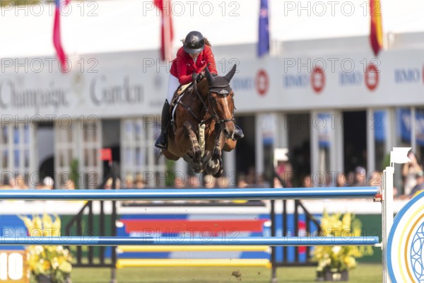 Alessandra Reich of Austria, riding Oeli R, competes in the first round of the 2025 BMO Nations Cup during the Spruce Meadows Masters on September 6, 2025 in Calgary, Alberta, Canada, North America