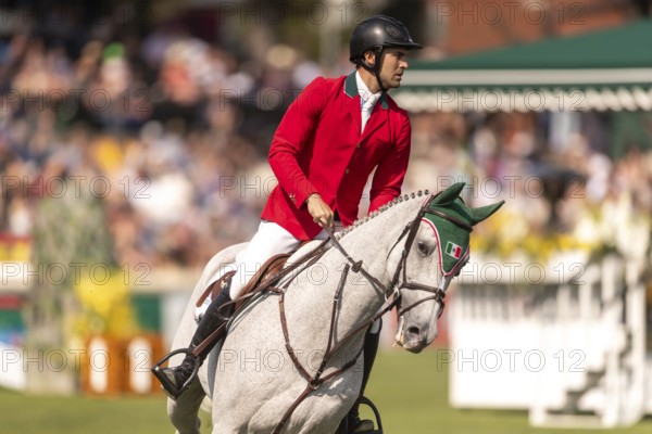 Eugenio Garza Perez of Mexico, riding Contago, competes in the first round of the 2025 BMO Nations Cup during the Spruce Meadows Masters on September 6, 2025 in Calgary, Alberta, Canada, North America