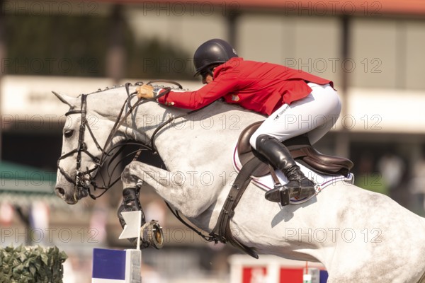 Aaron Vale of the USA, riding Styles, competes in the first round of the 2025 BMO Nations Cup during the Spruce Meadows Masters on September 6, 2025 in Calgary, Alberta, Canada, North America
