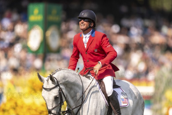 Aaron Vale of the USA, riding Styles, competes in the first round of the 2025 BMO Nations Cup during the Spruce Meadows Masters on September 6, 2025 in Calgary, Alberta, Canada, North America