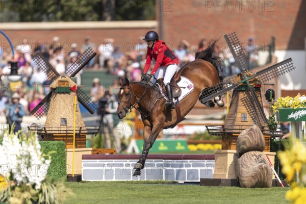 Laura Kraut of the USA, riding Tres Bien Z, competes in the first round of the 2025 BMO Nations Cup during the Spruce Meadows Masters on September 6, 2025 in Calgary, Alberta, Canada, North America