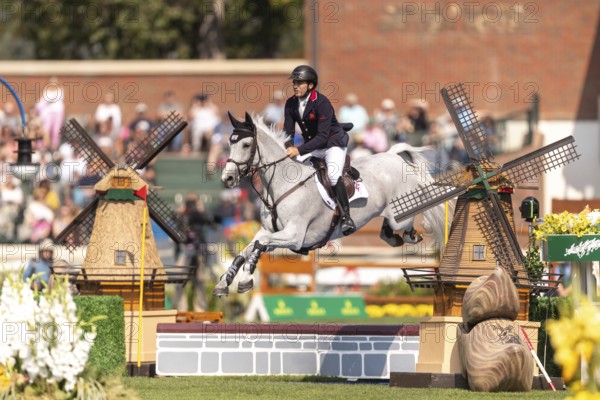 Donald Whitaker of Great Britain, riding Millfield Colette, competes in the first round of the 2025 BMO Nations Cup during the Spruce Meadows Masters on September 6, 2025 in Calgary, Alberta, Canada, North America