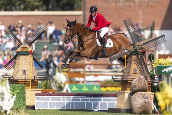 Daniel Deusser of Germany, riding Ganster VH Noddevelt, competes in the first round of the 2025 BMO Nations Cup during the Spruce Meadows Masters on September 6, 2025 in Calgary, Alberta, Canada, North America