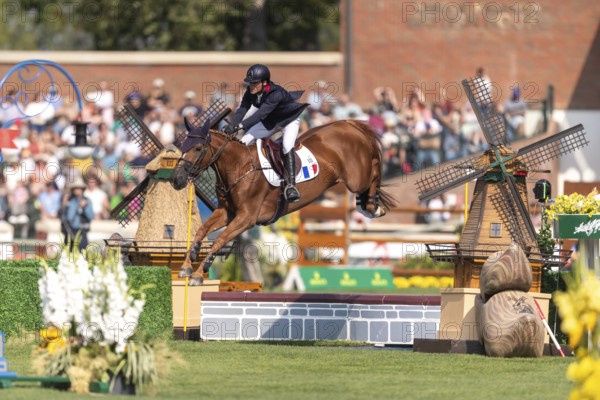 Emeric George of France, riding Dune Du Ru, competes in the first round of the 2025 BMO Nations Cup during the Spruce Meadows Masters on September 6, 2025 in Calgary, Alberta, Canada, North America