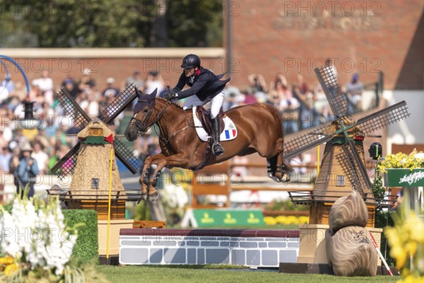 Emeric George of France, riding Dune Du Ru, competes in the first round of the 2025 BMO Nations Cup during the Spruce Meadows Masters on September 6, 2025 in Calgary, Alberta, Canada, North America