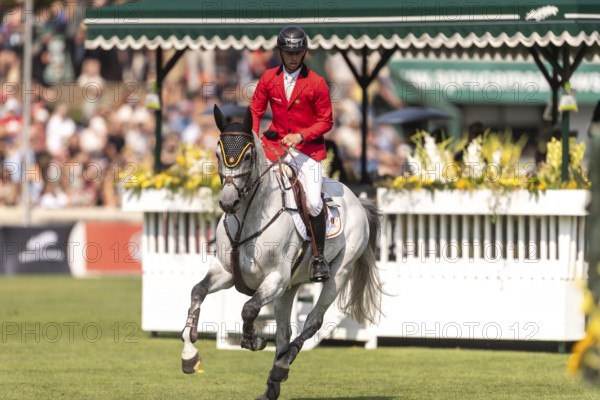 Roy Van Beek of Belgium, riding Cavoiro-H Old, competes in the first round of the 2025 BMO Nations Cup during the Spruce Meadows Masters on September 6, 2025 in Calgary, Alberta, Canada, North America