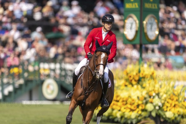 Max Kuhner of Austria, riding Count on Me, competes in the first round of the 2025 BMO Nations Cup during the Spruce Meadows Masters on September 6, 2025 in Calgary, Alberta, Canada, North America