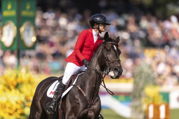 Erynn Ballard of Canada, riding Dior, competes in the first round of the 2025 BMO Nations Cup during the Spruce Meadows Masters on September 6, 2025 in Calgary, Alberta, Canada, North America