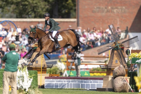 Bertram Allen of Ireland, riding Qonquest De Rigo, competes in the first round of the 2025 BMO Nations Cup during the Spruce Meadows Masters on September 6, 2025 in Calgary, Alberta, Canada, North America