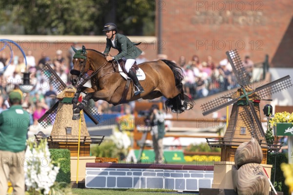 Bertram Allen of Ireland, riding Qonquest De Rigo, competes in the first round of the 2025 BMO Nations Cup during the Spruce Meadows Masters on September 6, 2025 in Calgary, Alberta, Canada, North America