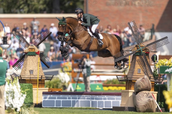 Bertram Allen of Ireland, riding Qonquest De Rigo, competes in the first round of the 2025 BMO Nations Cup during the Spruce Meadows Masters on September 6, 2025 in Calgary, Alberta, Canada, North America