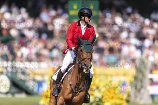 Jose Antonio Chedraui of Mexico, riding Haraminka P, competes in the first round of the 2025 BMO Nations Cup during the Spruce Meadows Masters on September 6, 2025 in Calgary, Alberta, Canada, North America
