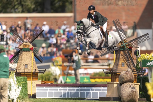 Luiz Felipe de Azevedo Neto of Brazil, riding Pandora Boy Z, competes in the first round of the 2025 BMO Nations Cup during the Spruce Meadows Masters on September 6, 2025 in Calgary, Alberta, Canada, North America