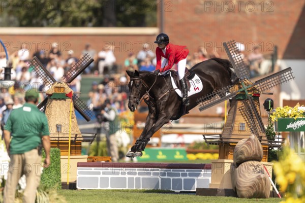 Erynn Ballard of Canada, riding Dior, competes in the first round of the 2025 BMO Nations Cup during the Spruce Meadows Masters on September 6, 2025 in Calgary, Alberta, Canada, North America