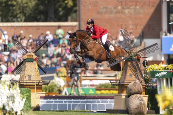 Thibault Philippaerts of Belgium, riding Lyandro, competes in the first round of the 2025 BMO Nations Cup during the Spruce Meadows Masters on September 6, 2025 in Calgary, Alberta, Canada, North America