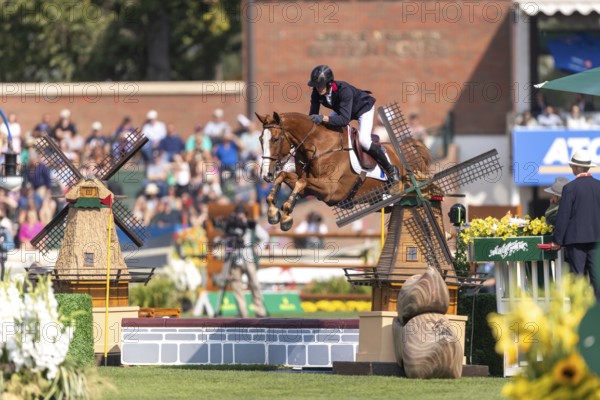 Kevin Staut of France, riding Queens Balou B, competes in the first round of the 2025 BMO Nations Cup during the Spruce Meadows Masters on September 6, 2025 in Calgary, Alberta, Canada, North America