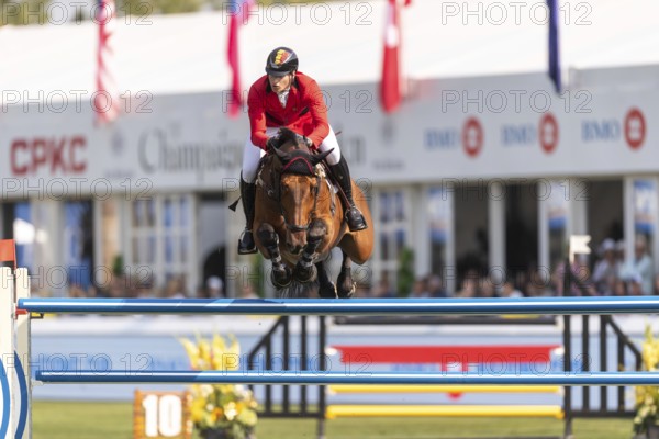 Thibault Philippaerts of Belgium, riding Lyandro, competes in the first round of the 2025 BMO Nations Cup during the Spruce Meadows Masters on September 6, 2025 in Calgary, Alberta, Canada, North America