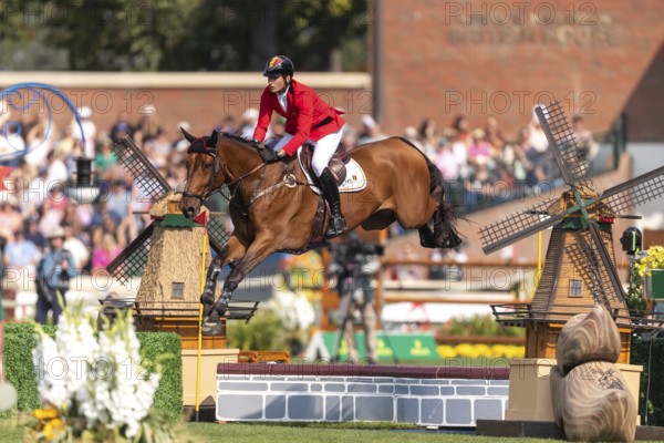 Thibault Philippaerts of Belgium, riding Lyandro, competes in the first round of the 2025 BMO Nations Cup during the Spruce Meadows Masters on September 6, 2025 in Calgary, Alberta, Canada, North America
