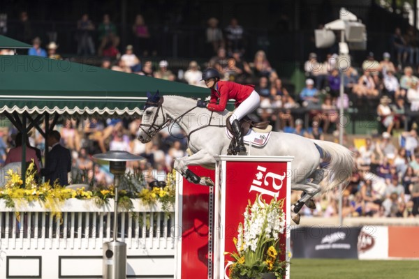 Lillie Keenan of the USA, riding Argan De Beliard, competes in the first round of the 2025 BMO Nations Cup during the Spruce Meadows Masters on September 6, 2025 in Calgary, Alberta, Canada, North America