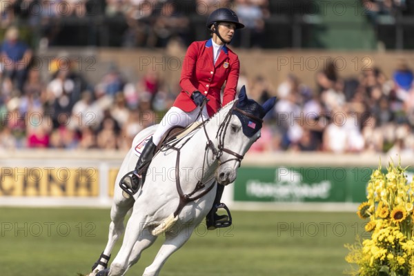 Lillie Keenan of the USA, riding Argan De Beliard, competes in the first round of the 2025 BMO Nations Cup during the Spruce Meadows Masters on September 6, 2025 in Calgary, Alberta, Canada, North America