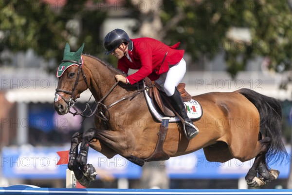 Arturo Parada Vallejo of Mexico, riding Valento, competes in the first round of the 2025 BMO Nations Cup during the Spruce Meadows Masters on September 6, 2025 in Calgary, Alberta, Canada, North America