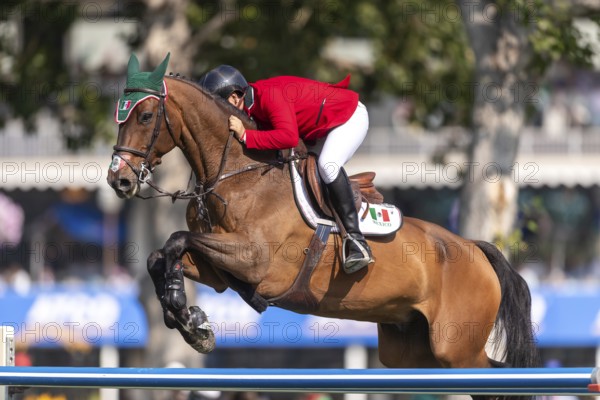 Arturo Parada Vallejo of Mexico, riding Valento, competes in the first round of the 2025 BMO Nations Cup during the Spruce Meadows Masters on September 6, 2025 in Calgary, Alberta, Canada, North America