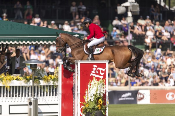 Arturo Parada Vallejo of Mexico, riding Valento, competes in the first round of the 2025 BMO Nations Cup during the Spruce Meadows Masters on September 6, 2025 in Calgary, Alberta, Canada, North America
