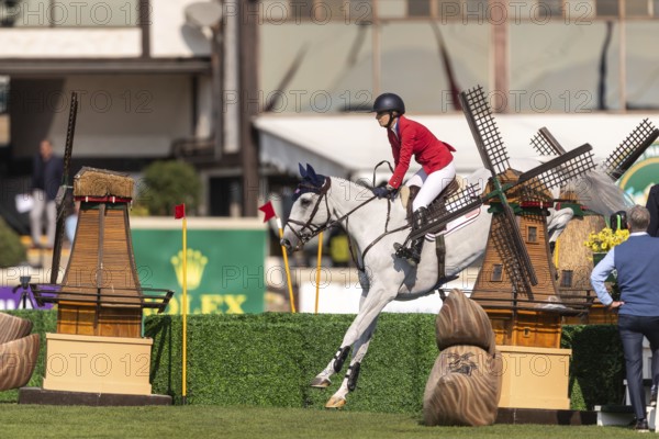 Lillie Keenan of the USA, riding Argan De Beliard, competes in the first round of the 2025 BMO Nations Cup during the Spruce Meadows Masters on September 6, 2025 in Calgary, Alberta, Canada, North America