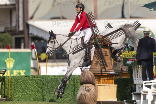 Nicola Philippaerts of Belgium, riding Qnokke de Muze, competes in the first round of the 2025 BMO Nations Cup during the Spruce Meadows Masters on September 6, 2025 in Calgary, Alberta, Canada, North America