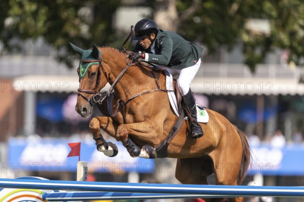 Gabriel De Matos Machado of Brazil, riding Nyles Van de Mottelhoeve, competes in the first round of the 2025 BMO Nations Cup during the Spruce Meadows Masters on September 6, 2025 in Calgary, Alberta, Canada, North America