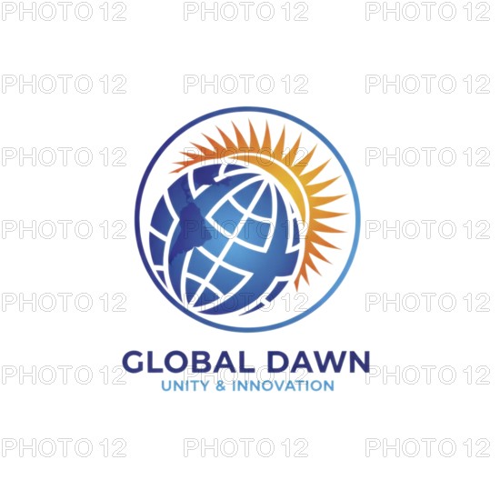 The Global Dawn logo showcases a stylized globe with a sunburst, representing global unity and innovation. The design is modern and conveys a sense of progress, AI generated