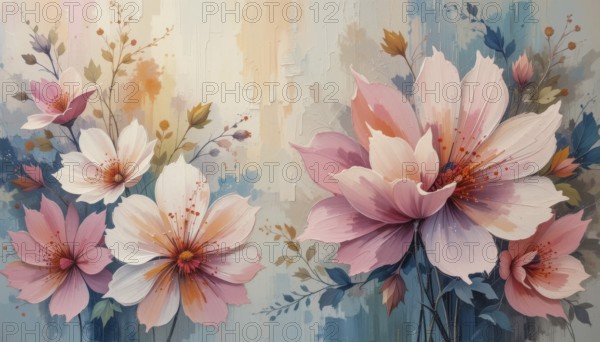 A beautiful watercolor painting of vibrant pink and white flowers with delicate details, perfect for art lovers, AI generated