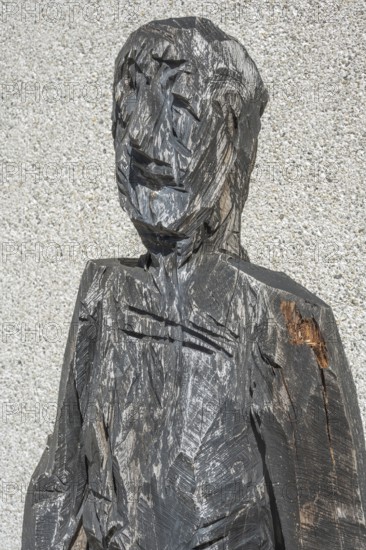 Wooden sculpture by Klaus Prior Ammonitore 2003, cedar wood, in Kisslegg, Allgäu, Baden-Württemberg, Germany