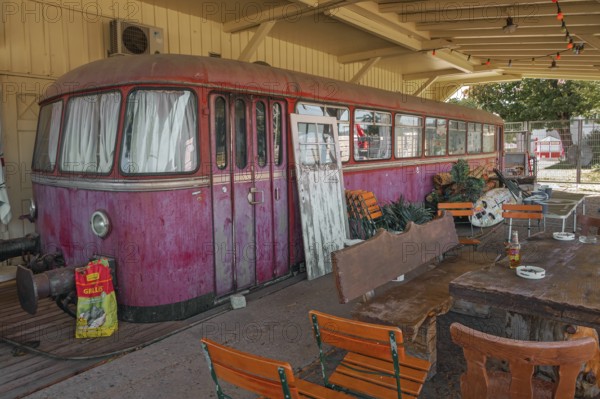 A rail bus from the 1950s is being renovated at the Spatz youth centre, Kisslegg, Allgäu, Baden-Württemberg, Germany