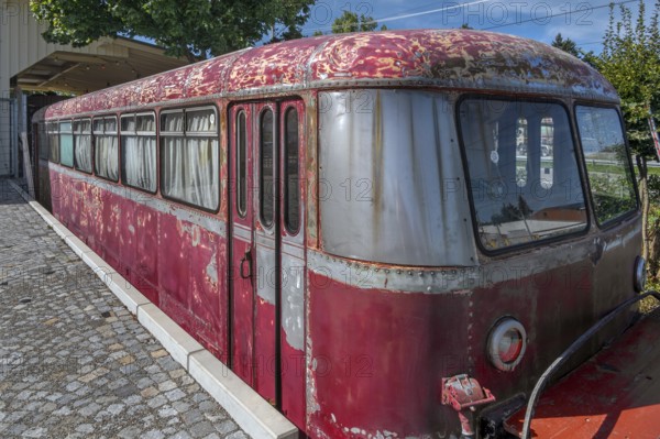 A rail bus from the 1950s is being renovated at the Spatz youth centre, Kisslegg, Allgäu, Baden-Württemberg, Germany