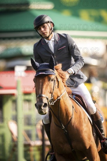 Joseph Stockdale of Great Britain, riding Ebanking, competes in the 2025 Spruce Meadows Masters on September 4, 2025 in Calgary, Alberta, Canada, North America