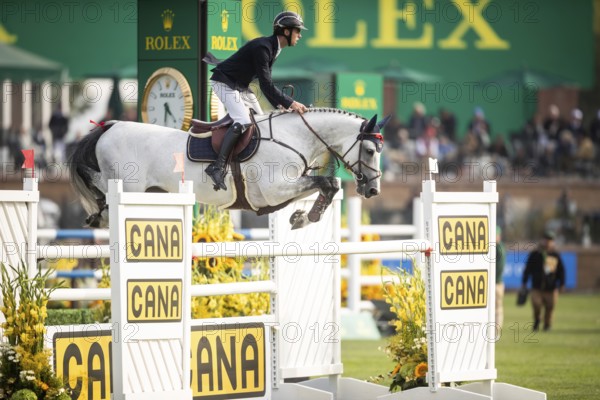 Roy Van Beek of Austria, riding Cavoiro-H Old, competes in the 2025 Spruce Meadows Masters on September 4, 2025 in Calgary, Alberta, Canada, North America