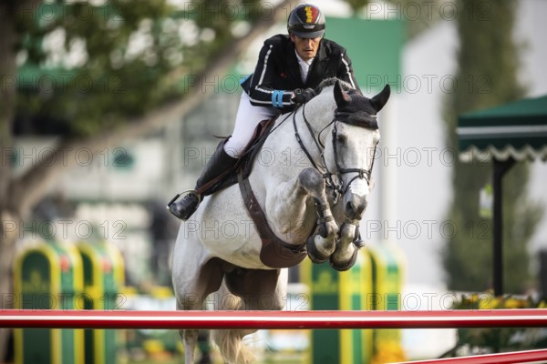 Olivier Philippaerts of Belgium, riding Nobel Van Vromboautshoeve competes in the 2025 Spruce Meadows Masters on September 4, 2025 in Calgary, Alberta, Canada, North America