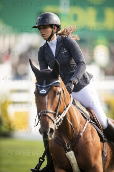 Alessandra Reich of Austria, riding Oeli R, competes in the 2025 Spruce Meadows Masters on September 4, 2025 in Calgary, Alberta, Canada, North America